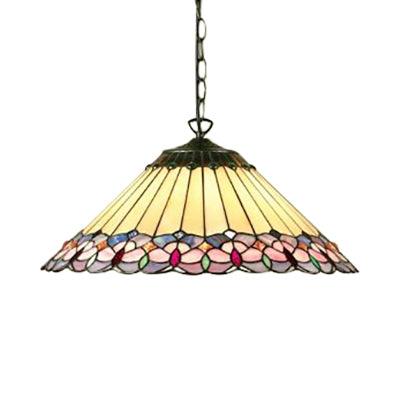 Baroque Conical Down Lighting 1 Head Pink Green Pendant Light - Rebooters