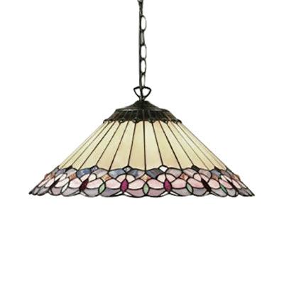 Baroque Conical Down Lighting 1 Head Pink Green Pendant Light - Rebooters