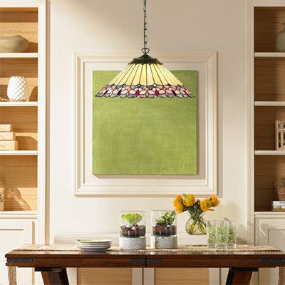 Baroque Conical Down Lighting 1 Head Pink Green Pendant Light - Rebooters