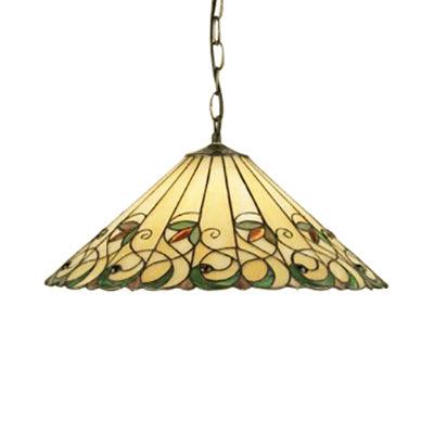 Baroque Conical Down Lighting 1 Head Pink Green Pendant Light - Rebooters