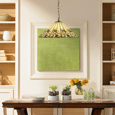 Baroque Conical Down Lighting 1 Head Pink Green Pendant Light - Rebooters