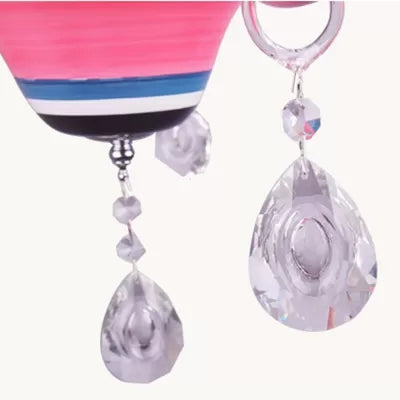Candle Shaped Hanging Light with Teardrop Crystal Pink Pendant - Rebooters