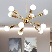 26"/38.5" Wide Metal Starburst Chandelier Light Gold Lamp - Rebooters