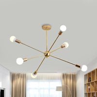 26"/38.5" Wide Metal Starburst Chandelier Light Gold Lamp - Rebooters