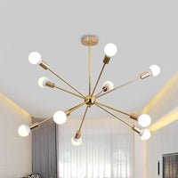 26"/38.5" Wide Metal Starburst Chandelier Light Gold Lamp - Rebooters
