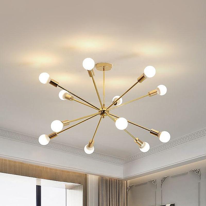 26"/38.5" Wide Metal Starburst Chandelier Light Gold Lamp - Rebooters