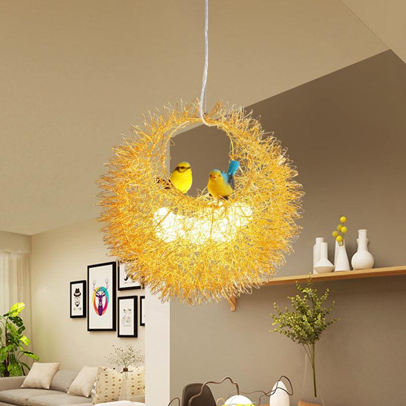 Art Deco 2 Lights Chandelier Light with Metal Shade Gold Neat Ceiling Hung Fixture - Rebooters