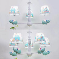 Animal Elephant Pendant Lamp Coolie Shade Metallic Blue Chandelier for Nursing Room - Rebooters