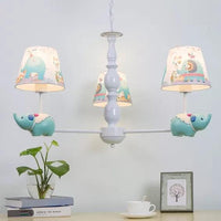 Animal Elephant Pendant Lamp Coolie Shade Metallic Blue Chandelier for Nursing Room - Rebooters