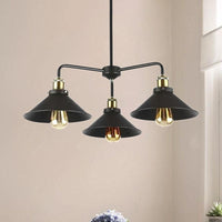 3/4/5 Heads Conical Chandelier Lamp Black Metallic Light - Rebooters