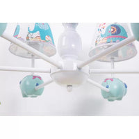 Animal Elephant Pendant Lamp Coolie Shade Metallic Blue Chandelier for Nursing Room - Rebooters