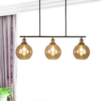 Amber Glass Cone Globe Island Pendant Light Vintage 3 Lights - Rebooters