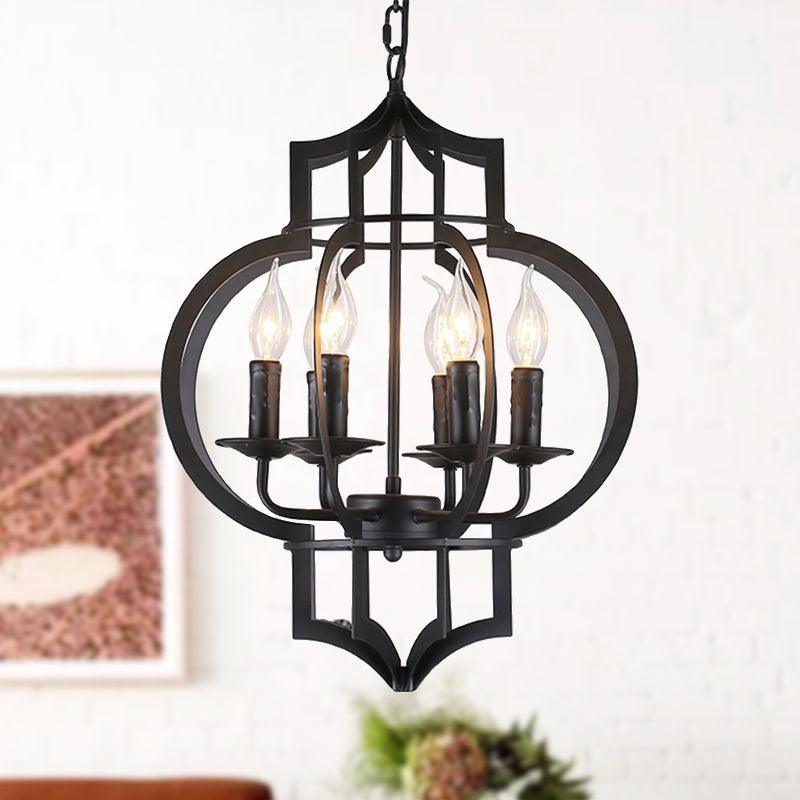 4/6 Bulbs Chandelier Light Vintage Style Lantern Cage Shade - Rebooters