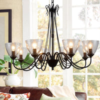 3/5/6-Light Tapered Chandelier Modern Black Clear Glass Pendant Light Fixture - Rebooters
