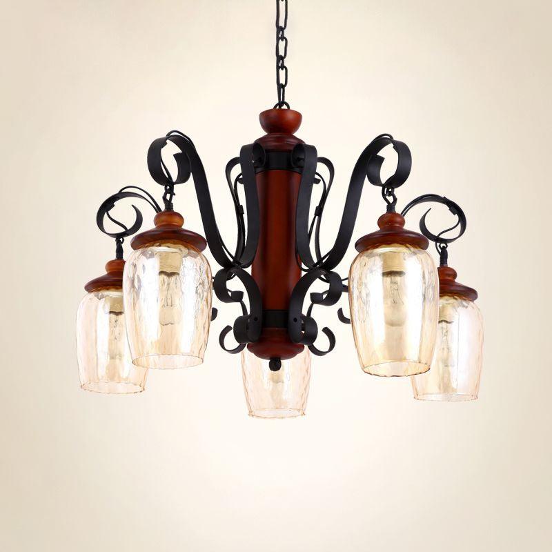 5 Lights Cylinder Ceiling Pendant Light with 27.5" Metal Chain - Rebooters