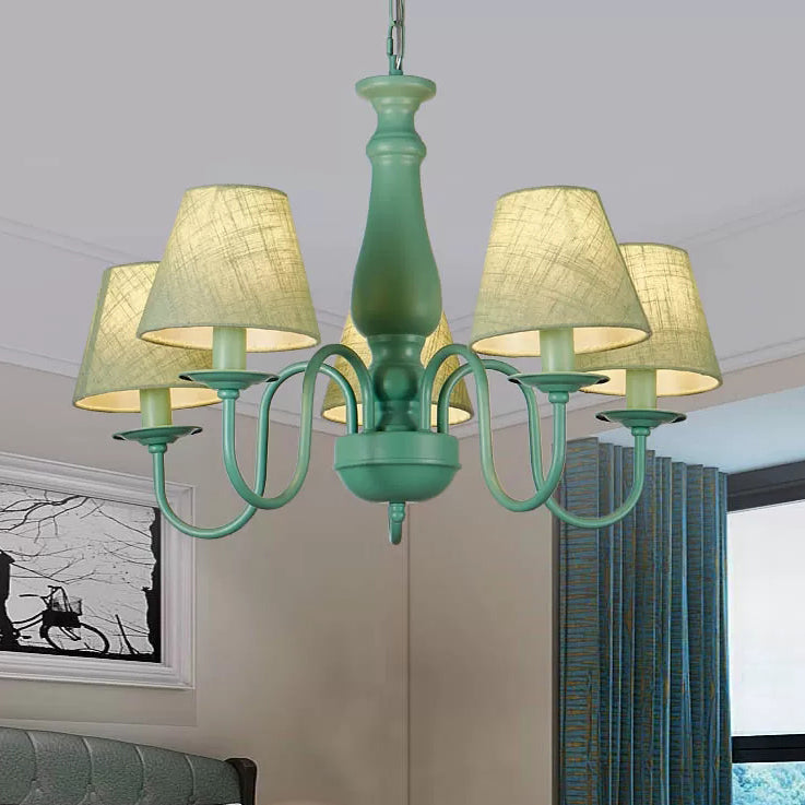 Fabric Coolie Shade Pendant Light Kid Bedroom Macaron Chandelier - Rebooters