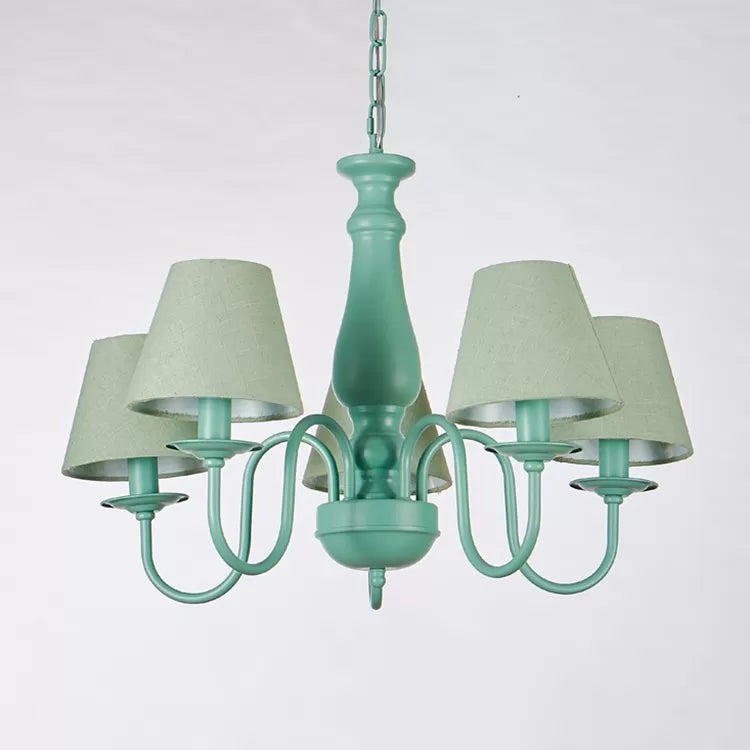 Fabric Coolie Shade Pendant Light Kid Bedroom Macaron Chandelier - Rebooters