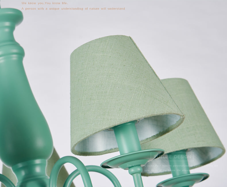 Fabric Coolie Shade Pendant Light Kid Bedroom Macaron Chandelier - Rebooters