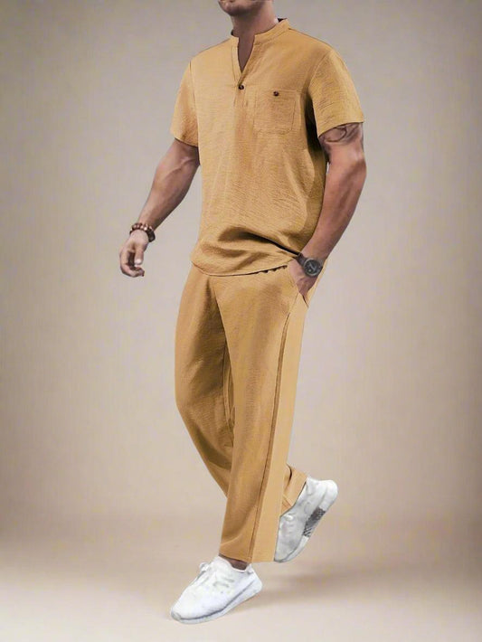 Comfortable Solid Color Casual Men Set for Summer Rebooters - mens 2 piece set