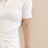 Women's Ribbed Knit Short Sleeve Polo Shirt for Stylish Comfort Rebooters Womens Shirts