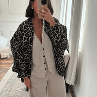 Womens Stylish Leopard Print Bomber Jacket for Trendy Look - Rebooters