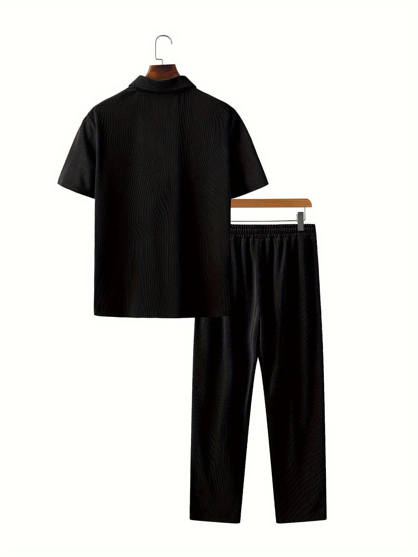 Solid Casual Lapel Half Zip Shirt Men Set for Outdoor Comfort Rebooters mens 2 piece set