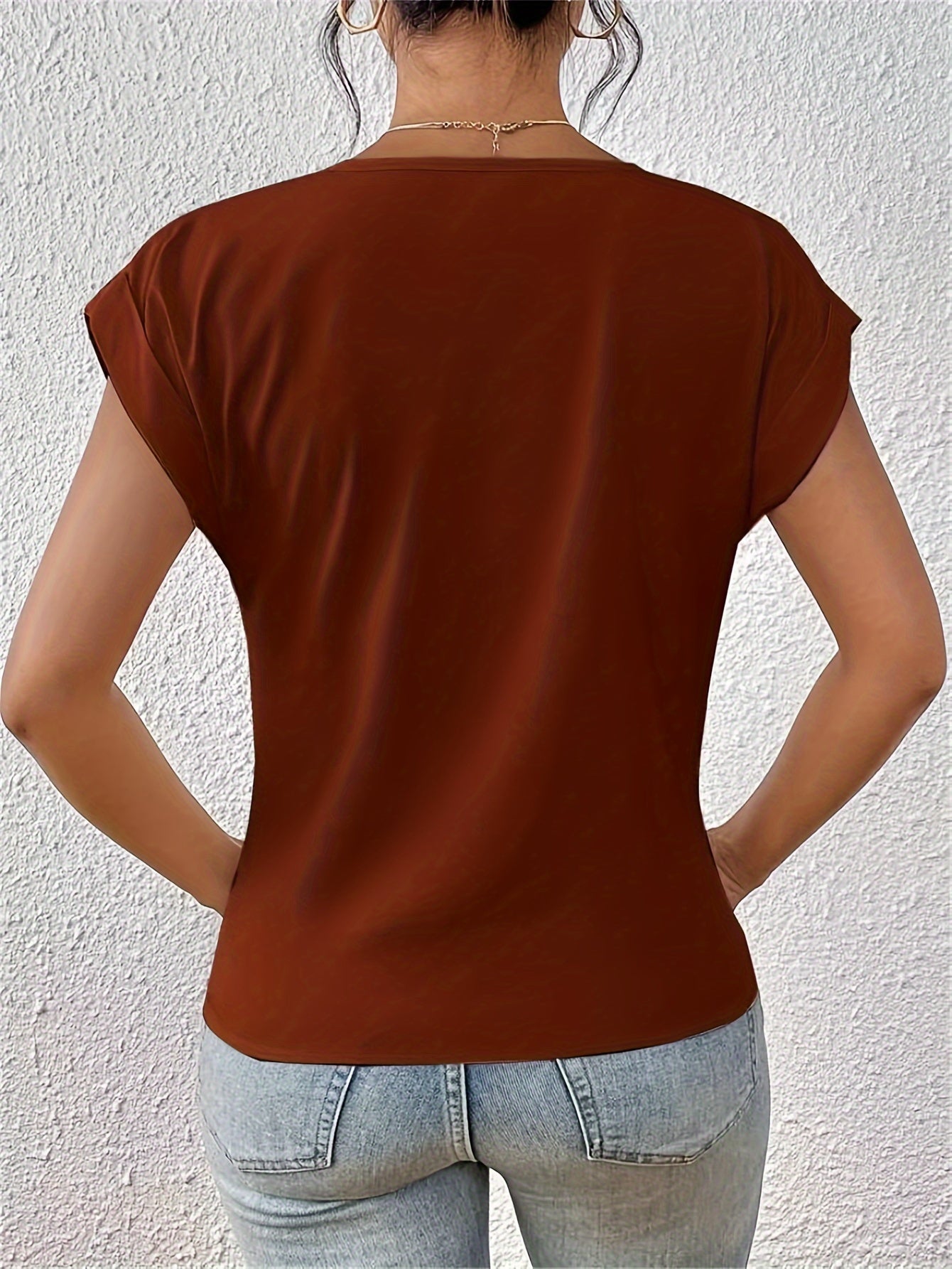 V-Neck Blouse With Draped Front Design For Women - Rebooters