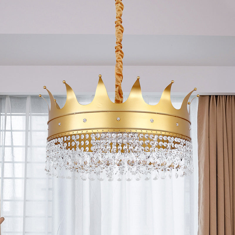 Gold Finish Crown-Like Ceiling Chandelier Kids 2/4/5 Bulbs - Rebooters