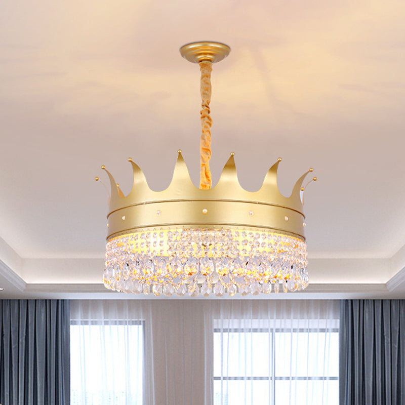 Gold Finish Crown-Like Ceiling Chandelier Kids 2/4/5 Bulbs - Rebooters