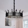Kids 4/5/6-Light Pendant Chandelier Black Crown Crystal Fixture - Rebooters