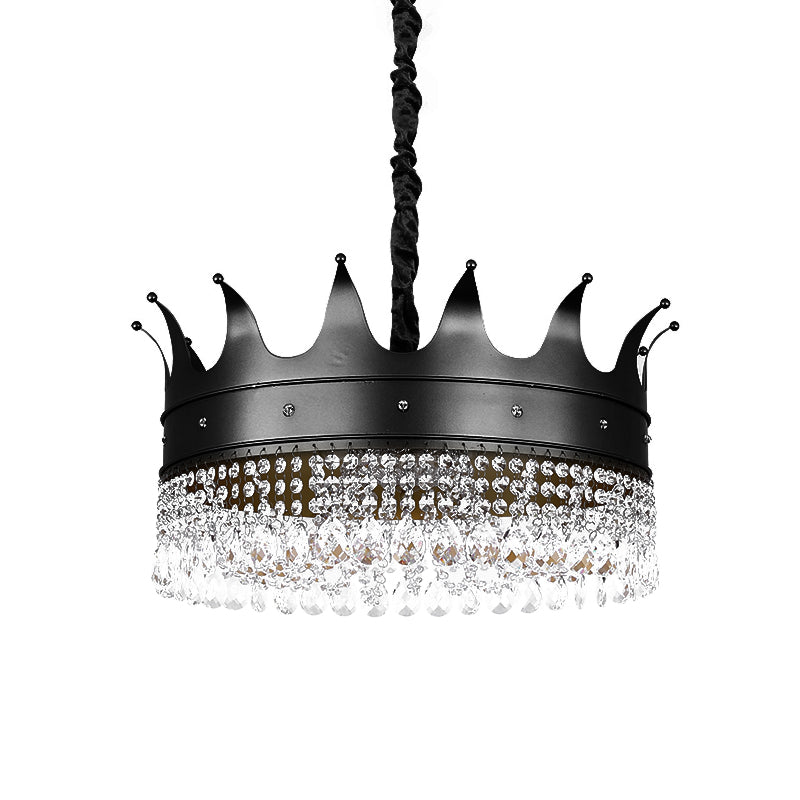 Kids 4/5/6-Light Pendant Chandelier Black Crown Crystal Fixture - Rebooters