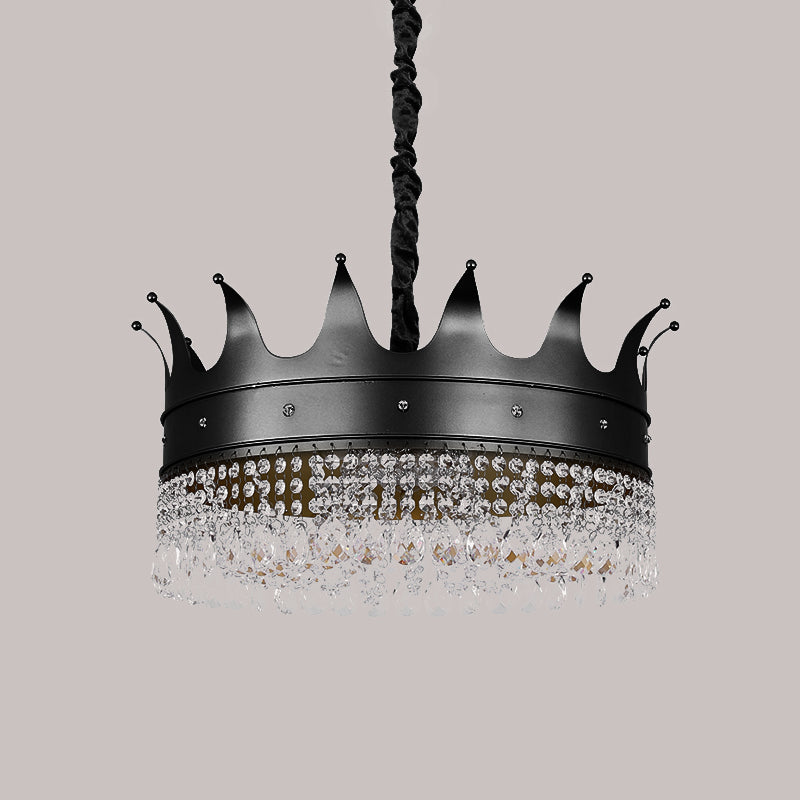 Kids 4/5/6-Light Pendant Chandelier Black Crown Crystal Fixture - Rebooters
