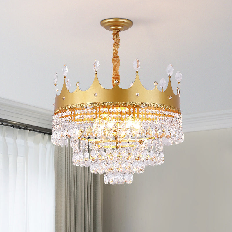Crown Bedroom Chandelier Metallic Kids Pendant Light Fixture - Rebooters