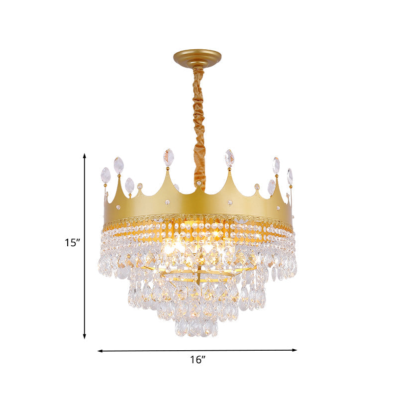 Crown Bedroom Chandelier Metallic Kids Pendant Light Fixture - Rebooters