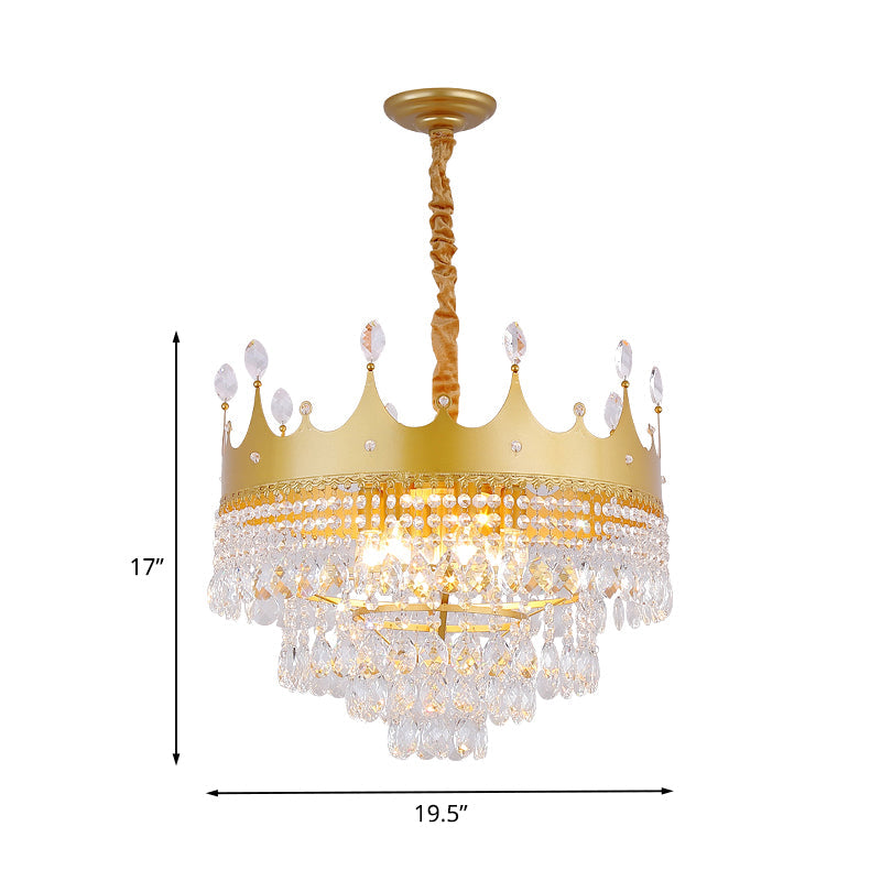 Crown Bedroom Chandelier Metallic Kids Pendant Light Fixture - Rebooters