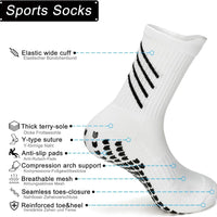 Rebooters Anti-Slip Grip Sports Socks – Cushioned, Breathable Cotton Blend, Unisex