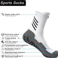 Rebooters Anti-Slip Grip Sports Socks – Cushioned, Breathable Cotton Blend, Unisex
