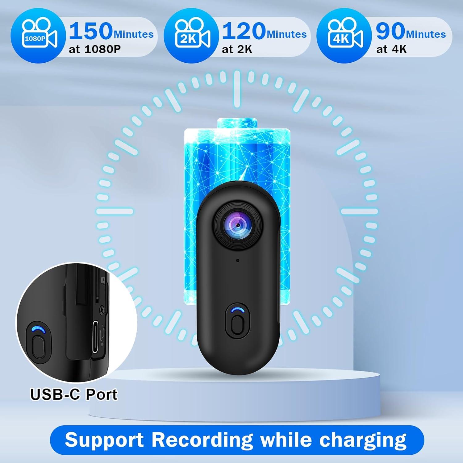 4K 128GB UHD Mini Body Camera - Your Ultimate Hands-Free Recording Companion - Rebooters