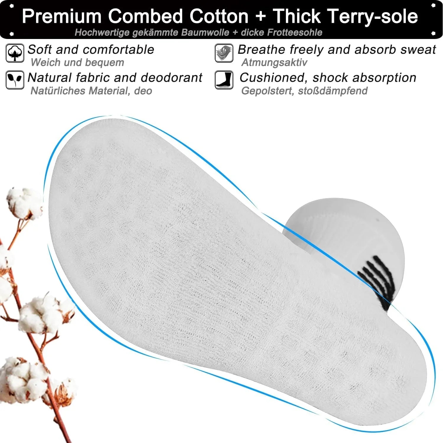 Rebooters Anti-Slip Grip Sports Socks – Cushioned, Breathable Cotton Blend, Unisex