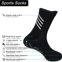 Rebooters Anti-Slip Grip Sports Socks – Cushioned, Breathable Cotton Blend, Unisex