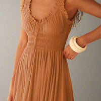 Matilda Sleeveless Maxi Dress with Flattering Ruched Detailing - Rebooters -Women's Dresses