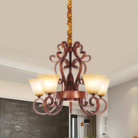 6/9-Head Pendant Chandelier Rustic Beige Glass Ceiling Light - Rebooters