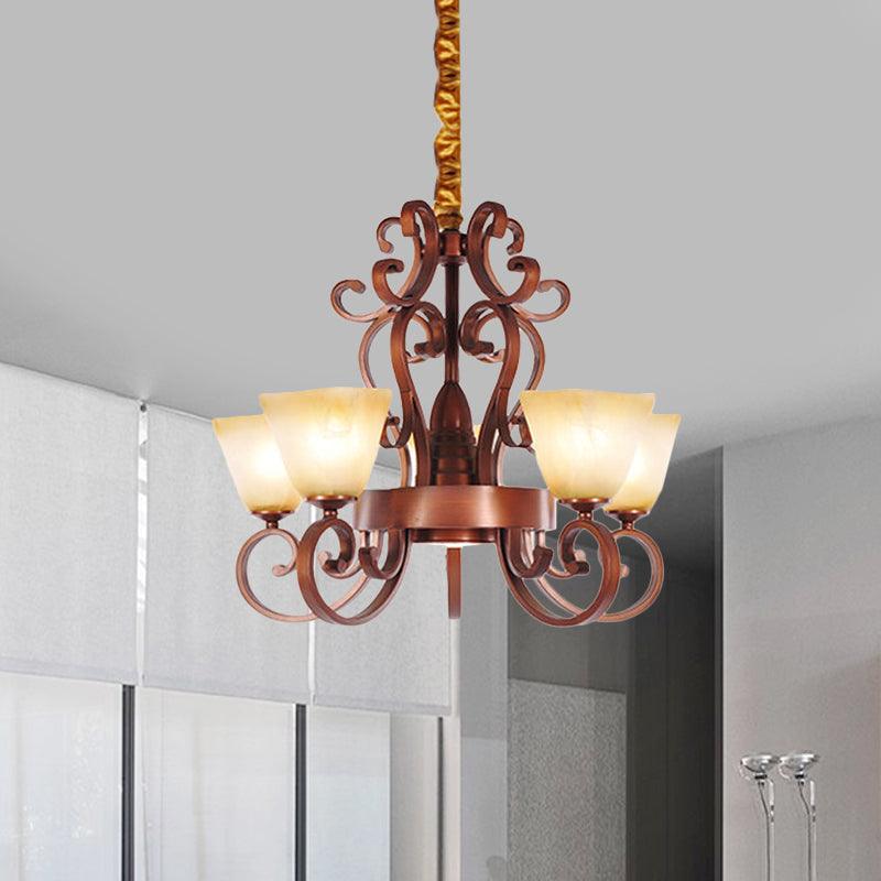 6/9-Head Pendant Chandelier Rustic Beige Glass Ceiling Light - Rebooters