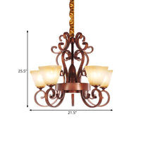 6/9-Head Pendant Chandelier Rustic Beige Glass Ceiling Light - Rebooters