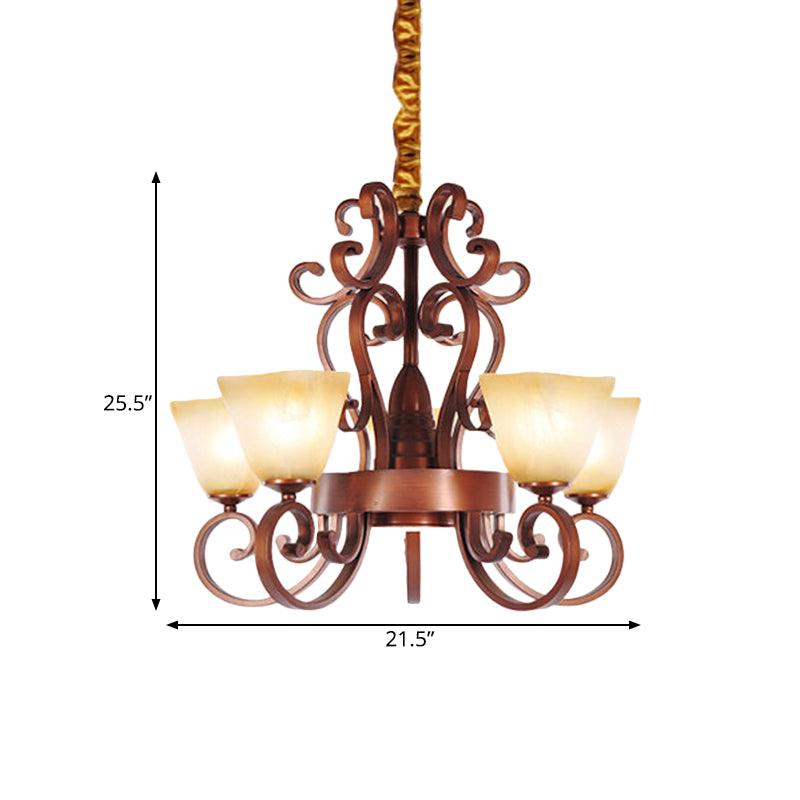 6/9-Head Pendant Chandelier Rustic Beige Glass Ceiling Light - Rebooters