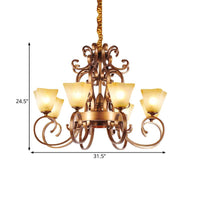 6/9-Head Pendant Chandelier Rustic Beige Glass Ceiling Light - Rebooters