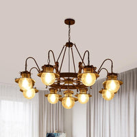 7/8 Bulbs Clear Glass Chandelier Light Country Rust Pendant Lamp - Rebooters