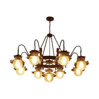 7/8 Bulbs Clear Glass Chandelier Light Country Rust Pendant Lamp - Rebooters