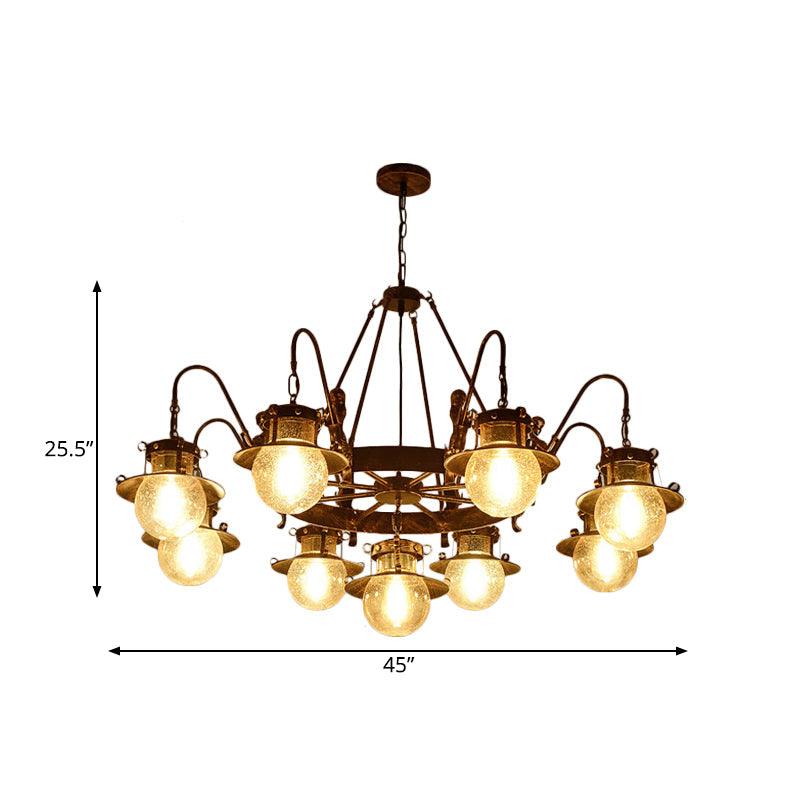 7/8 Bulbs Clear Glass Chandelier Light Country Rust Pendant Lamp - Rebooters