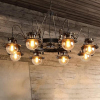 7/8 Bulbs Clear Glass Chandelier Light Country Rust Pendant Lamp - Rebooters